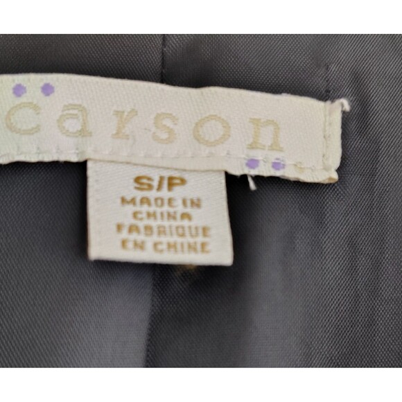 Vtg  Carson Women Black Wool Embroidered Floral Jacket Size S/P Boho Old Money - Picture 3 of 3